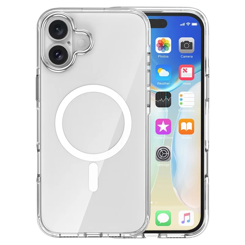 Para Iphone 16 Case Compatível Com MagSafe Airbag Design PC+TPU Clear Phone Tampa