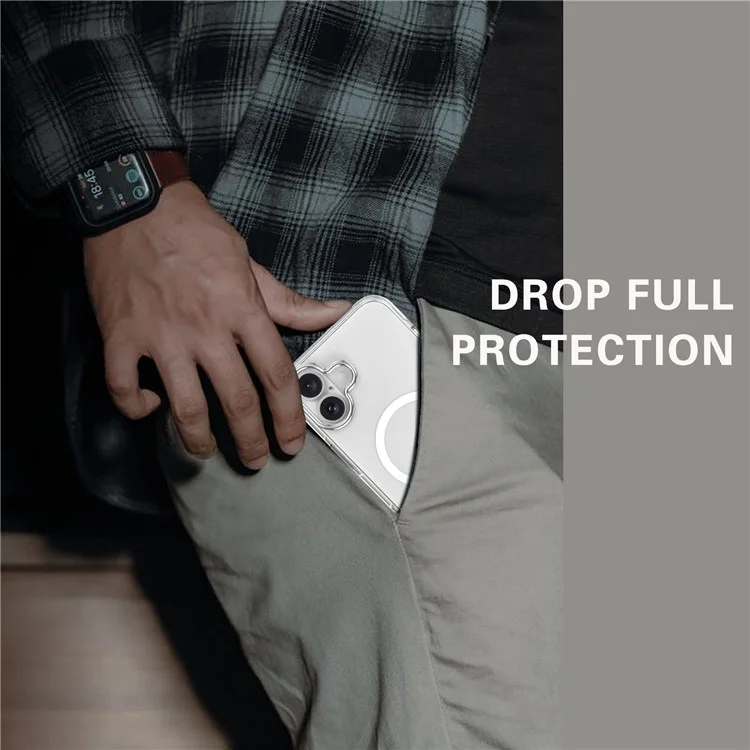 Para Iphone 16 Case Compatível Com MagSafe Airbag Design PC+TPU Clear Phone Tampa