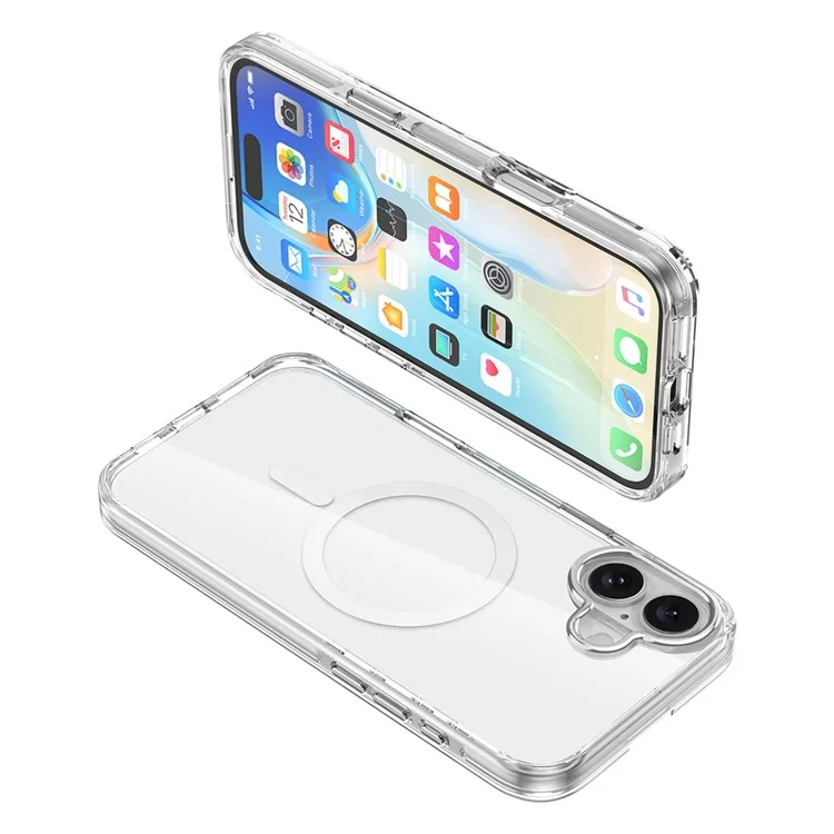 Para Iphone 16 Case Compatível Com MagSafe Airbag Design PC+TPU Clear Phone Tampa