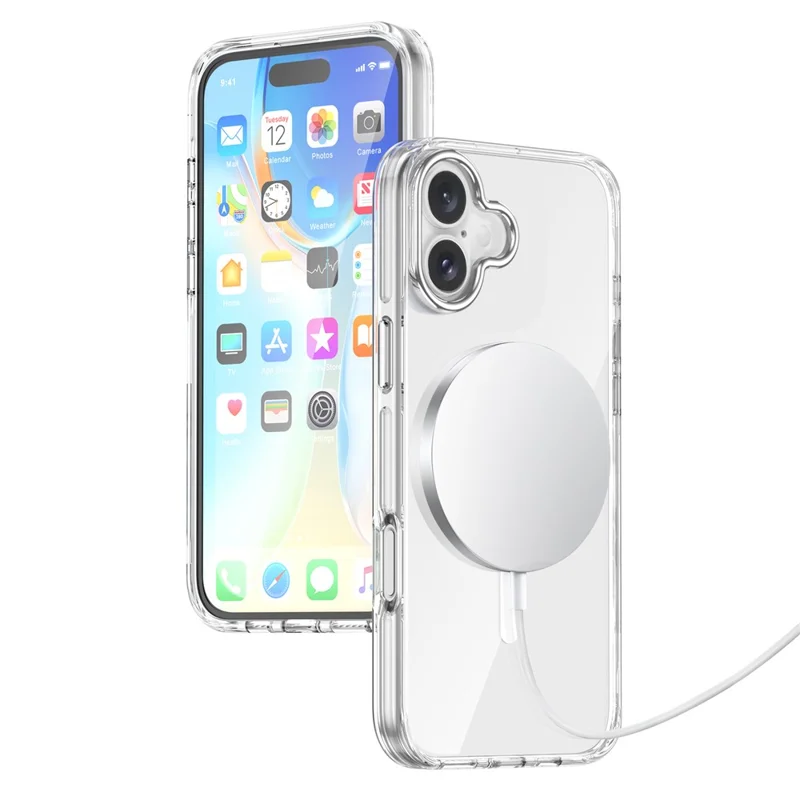 Para Iphone 16 Case Compatível Com MagSafe Airbag Design PC+TPU Clear Phone Tampa