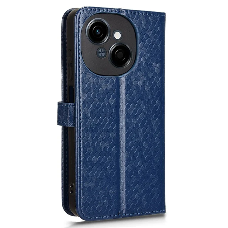 For TECNO Spark Go 2025 / Spark Go 1 / Pop 9 4G Wallet Case Dot Pattern Imprint PU Leather Phone Cover - Dark Blue