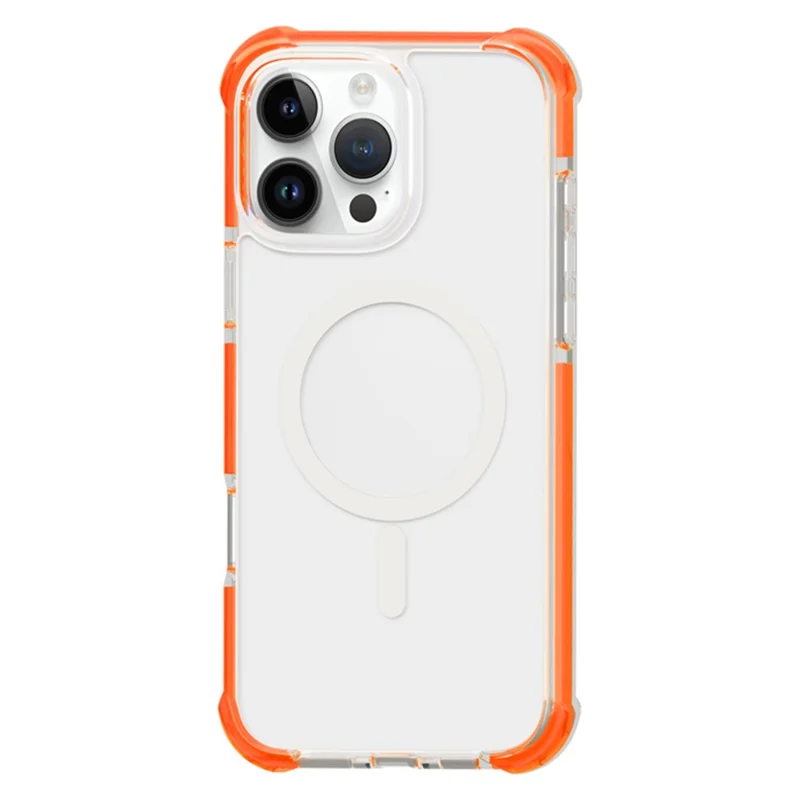 For iPhone 16 Pro Max Case Compatible with MagSafe Reinforced Corners TPU+Acrylic+TPE Phone Cover - Orange