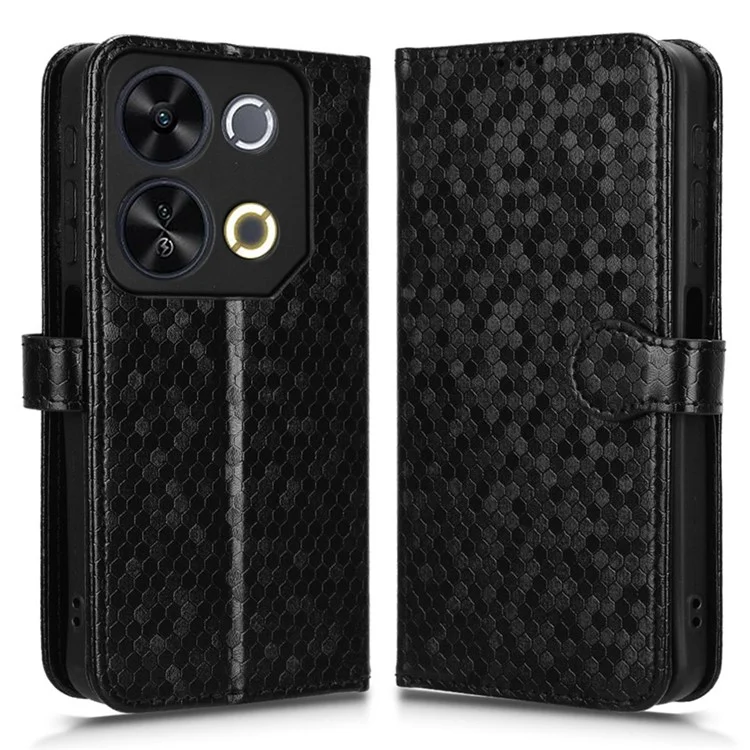 Per Itel P65 4G P671L Wallet Case Pot Impronta PU Coperchi - Nero