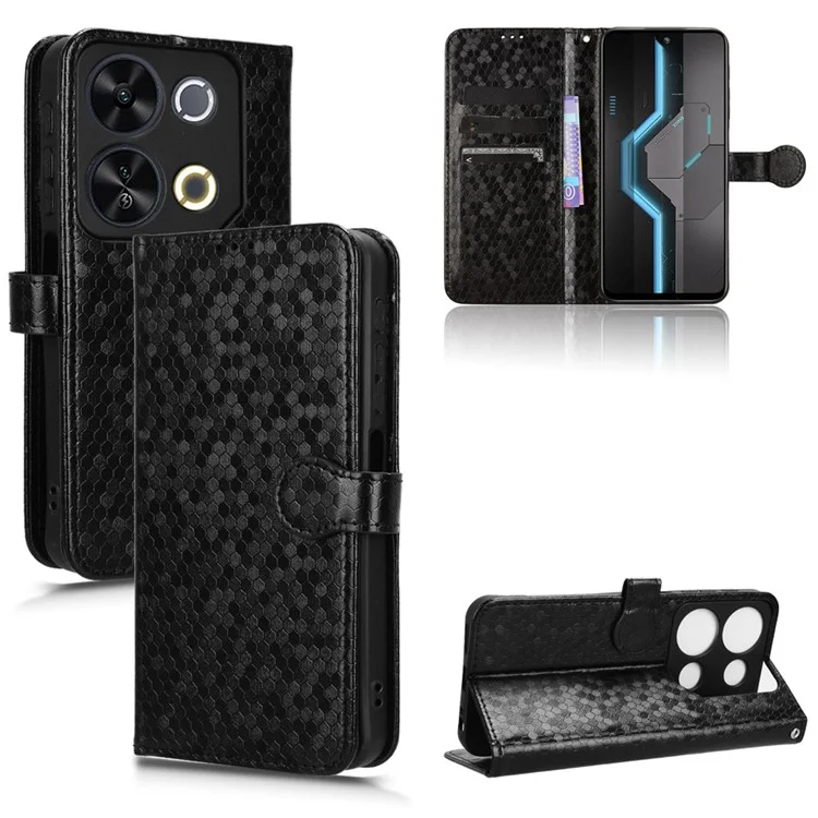 Per Itel P65 4G P671L Wallet Case Pot Impronta PU Coperchi - Nero
