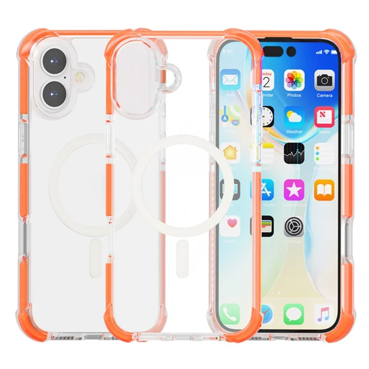 Per Iphone 16 Case Compatibile Con Angoli Rinforzati MagSafe Tpu+acrylic+coperchio Tpe - Arancia