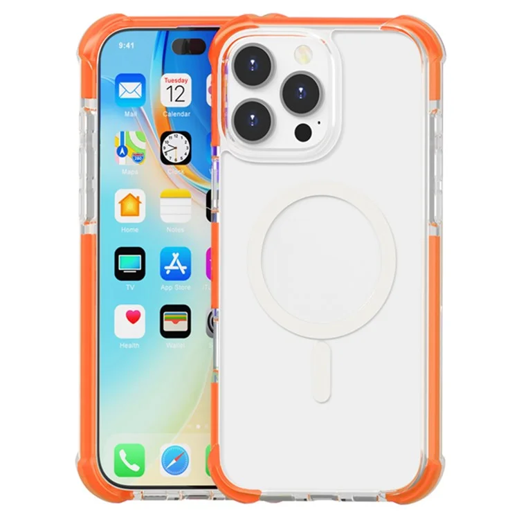 Pour Iphone 16 Pro Case Compatible Avec Les Coins Renforcés Magsafe Tpu + Acrylique + Couverture Téléphonique Tpe - Orange
