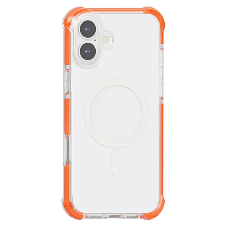 Para Iphone 16 Plus Case Compatível Com Cantos Reforçados Com MagSafe Tpu+acrílico+tpe Tampa - Laranja