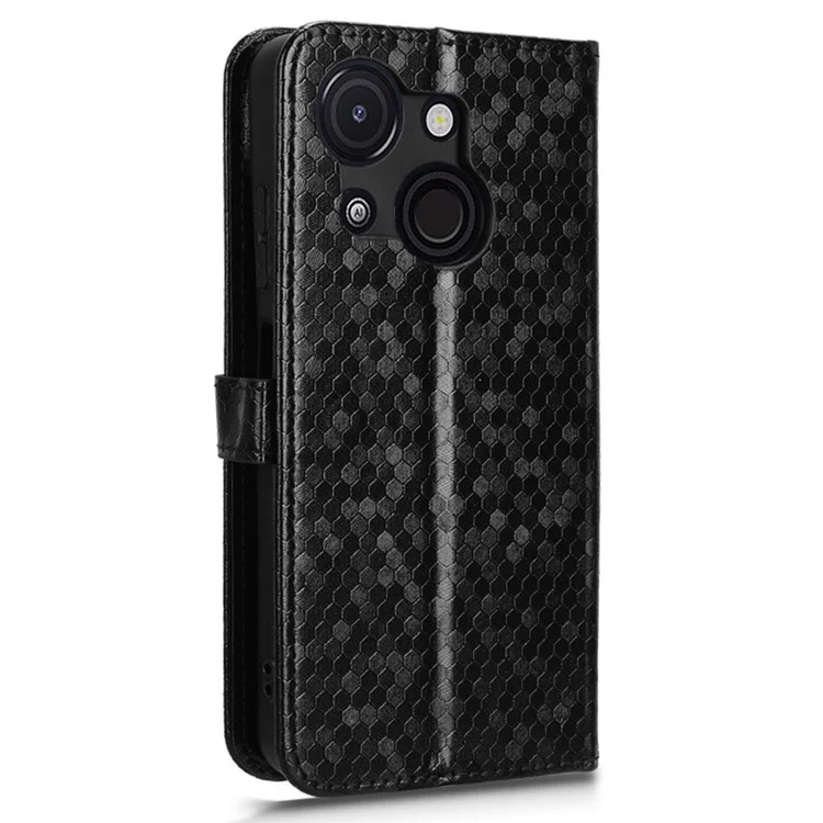 Für Itel A50C Wallet Case Punktmuster -abdruck PU Leder -telefonabdeckung - Schwarz