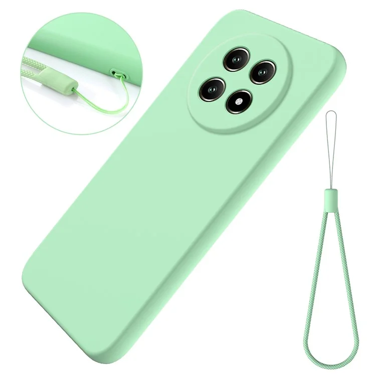 For Realme 13 Pro 5G (Global) / 13 Pro+ 5G (Global) Case Liquid Silicone Anti-Scratch Phone Cover with Hand Strap - Green