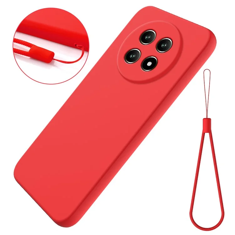 For Realme 13 Pro 5G (Global) / 13 Pro+ 5G (Global) Case Liquid Silicone Anti-Scratch Phone Cover with Hand Strap - Red