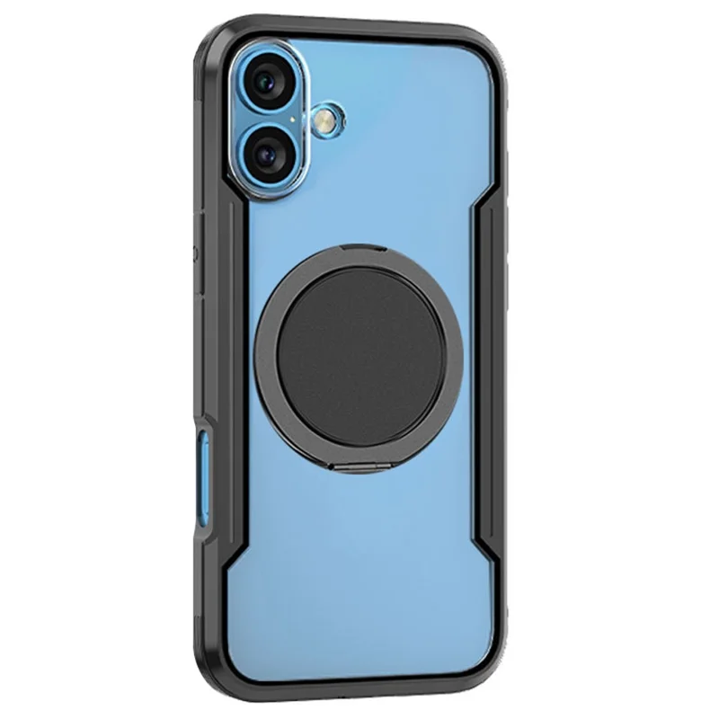 Thunder 1 Series Para Iphone 16 Plus Case Girating Magnetic Kickstand PC+TPU Tampa do Telefone - Preto