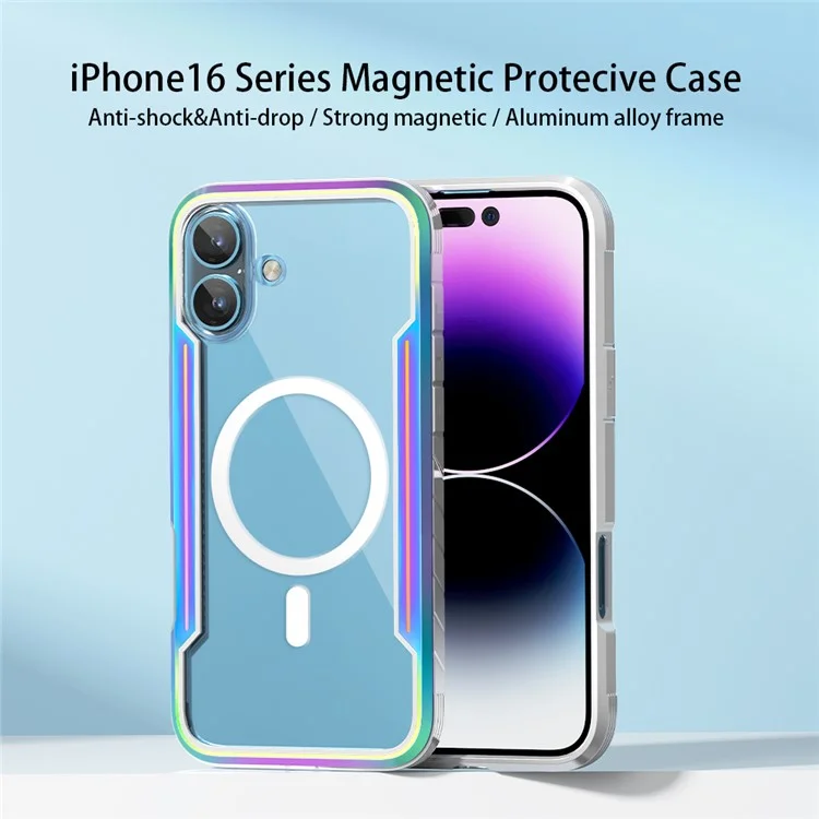 Serie Thunder 1 Para la Caja de Iphone 16 Compatible Con pc Magsafe+tpu Clear Back Cover - Negro