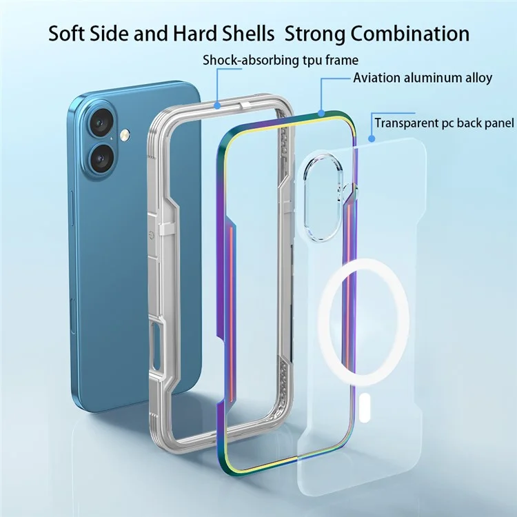 Serie Thunder 1 Para la Caja de Iphone 16 Compatible Con pc Magsafe+tpu Clear Back Cover - Negro