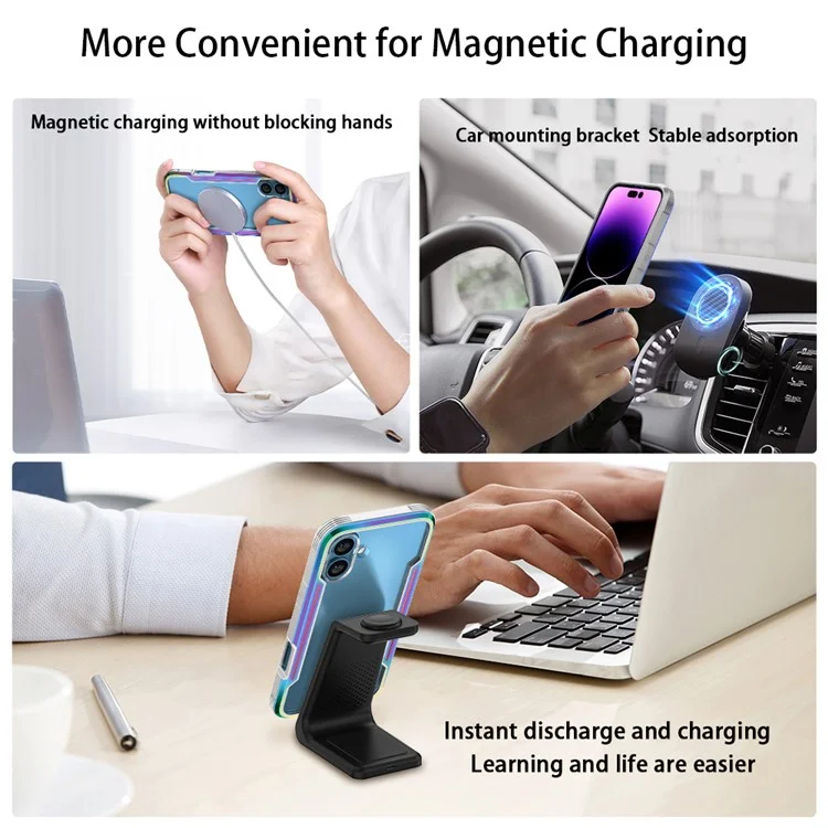 Serie Thunder 1 Para la Caja de Iphone 16 Compatible Con pc Magsafe+tpu Clear Back Cover - Negro