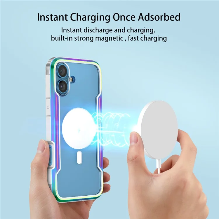 Serie Thunder 1 Per Iphone 16 Pro Max Case Compatibile Con MagSafe PC+TPU Clear Back Cover - Nero