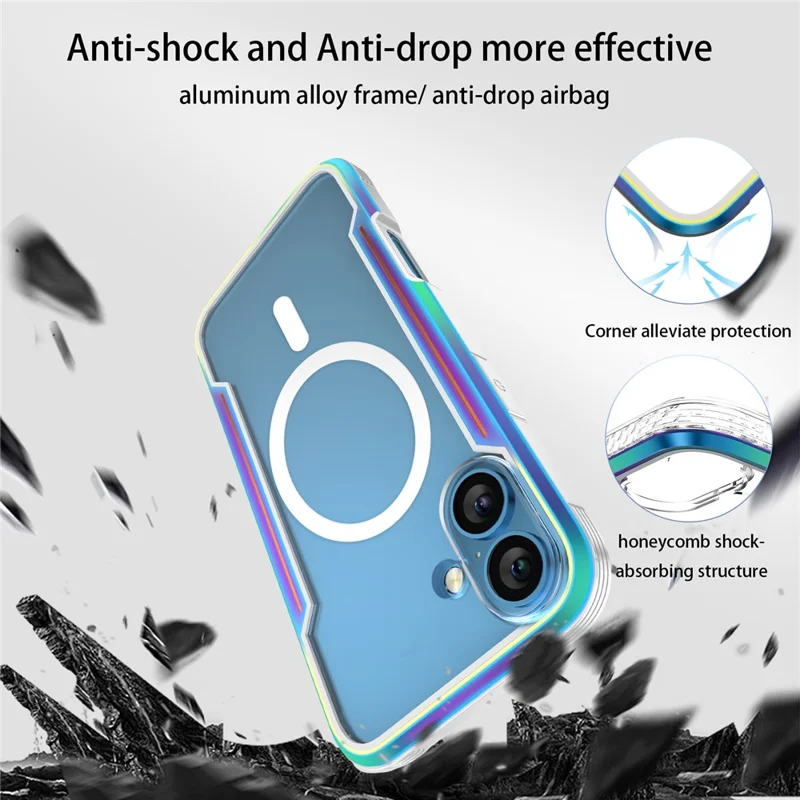 Thunder 1 Series For iPhone 16 Pro Max Case Compatible with MagSafe PC+TPU Clear Back Cover - Red