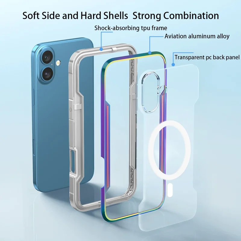 Thunder 1 Series For iPhone 16 Pro Max Case Compatible with MagSafe PC+TPU Clear Back Cover - Red
