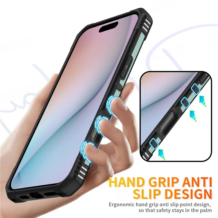 Для Iphone 16 Pro Max Case PC+ TPU Antiplop Phone Cope с Кольцевой Стендом - Темно -зеленый