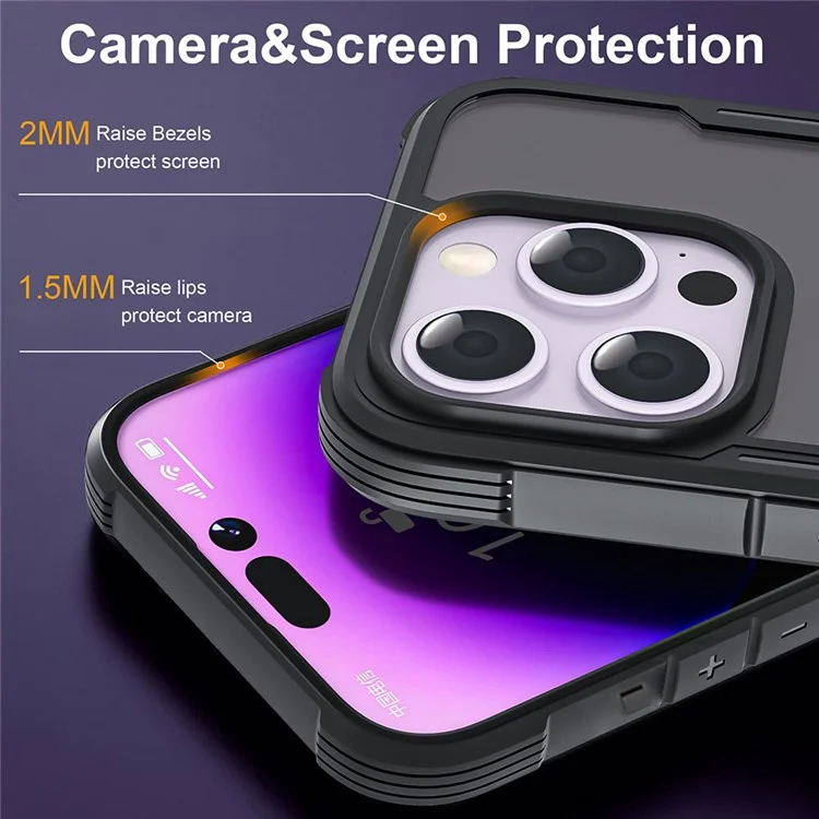 Série Thunder 3 Pour L'iphone 15 Pro Max Case Compatible Avec Magsafe Skin-Touch pc + Tpu Téléphone - Noir