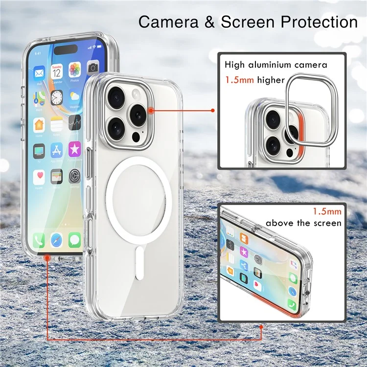 Pour Iphone 16 Pro Case Compatible Avec Magsafe Airbag Design pc + Tpu Clear Téléphone