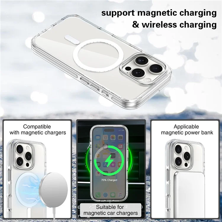 Pour Iphone 16 Pro Case Compatible Avec Magsafe Airbag Design pc + Tpu Clear Téléphone
