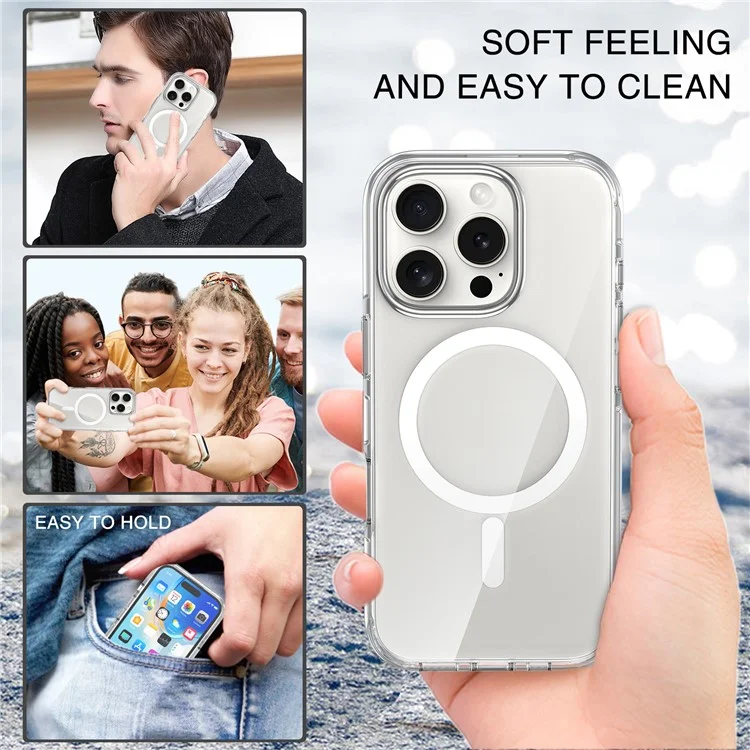 Pour Iphone 16 Pro Case Compatible Avec Magsafe Airbag Design pc + Tpu Clear Téléphone