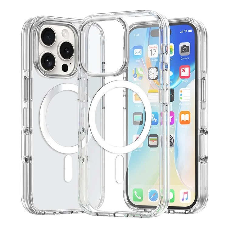 Pour Iphone 16 Pro Case Compatible Avec Magsafe Airbag Design pc + Tpu Clear Téléphone