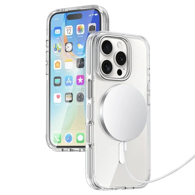 Pour Iphone 16 Pro Case Compatible Avec Magsafe Airbag Design pc + Tpu Clear Téléphone
