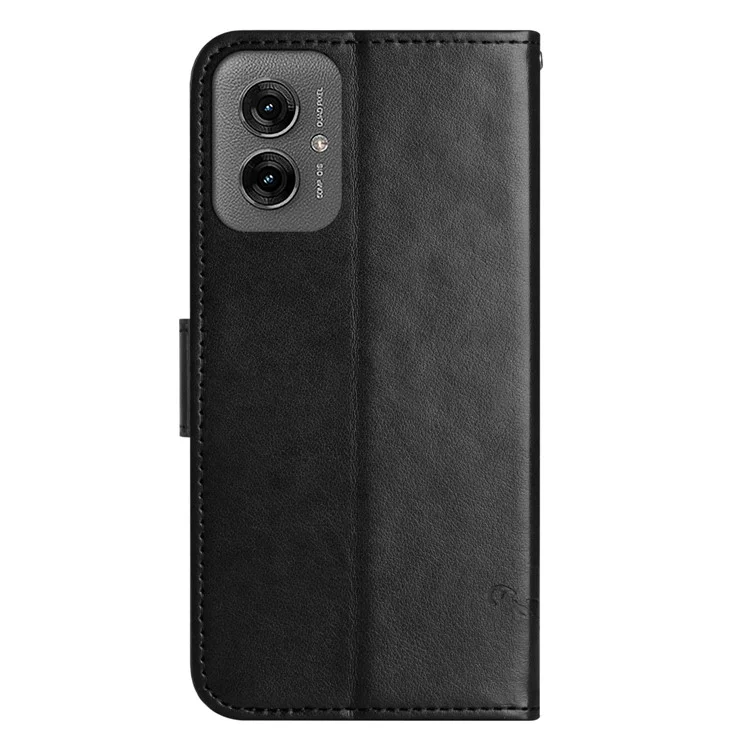 Pour Motorola Moto G55 5G Coque Portefeuille Support Imprimé Papillon Fleur Cuir PU Couverture de Téléphone - Noir