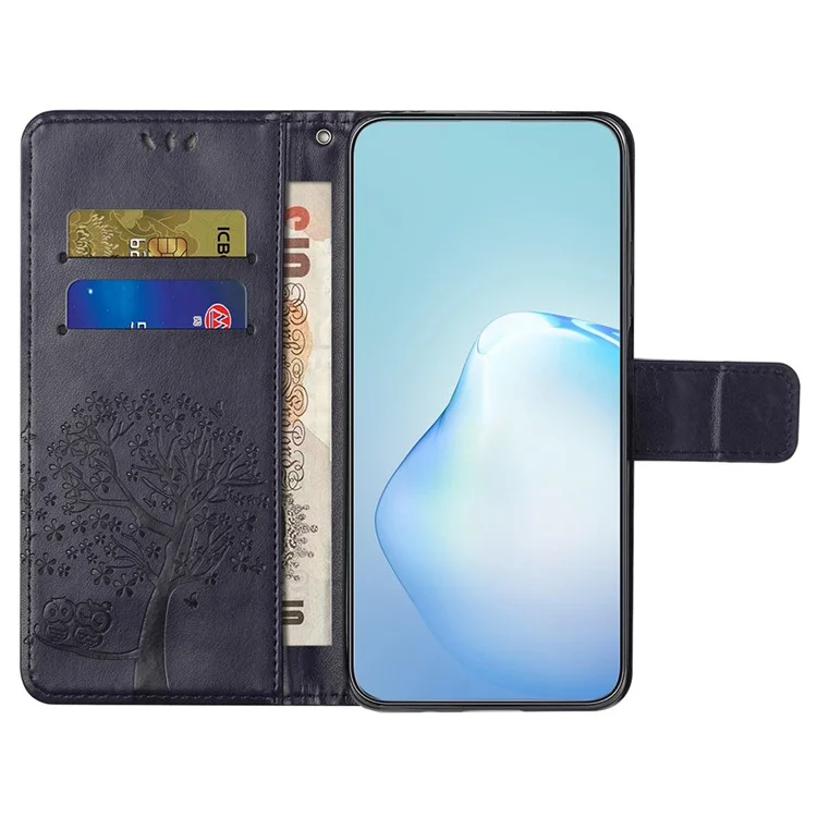For Motorola Moto G55 5G Case PU Leather Owl Tree Imprinted Wallet Phone Cover - Dark Purple