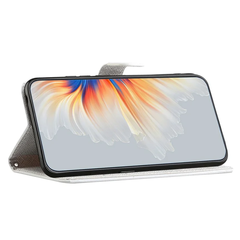 For Motorola Moto G55 5G Case Pattern Print PU Leather Wallet Phone Cover Cross Texture - Blue Flower