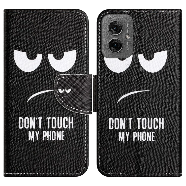 Per Motorola Moto G55 5G Case Cross Texture Leather Phone Cover Pattern Printing - Non toccare il mio telefono