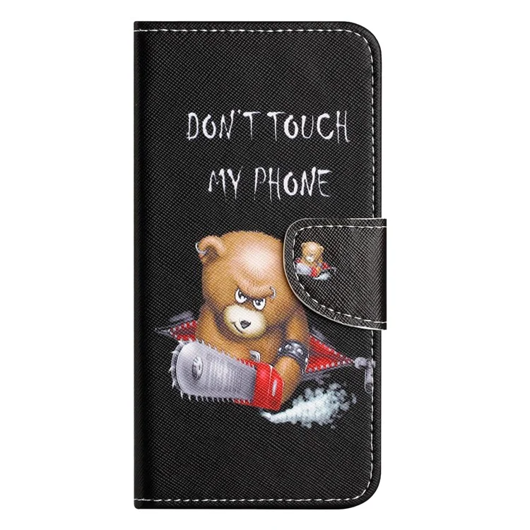 Para Motorola Moto G35 5G Case Cross Texture Patrón de Portada de Teléfono de Cuero Impresión - Oso