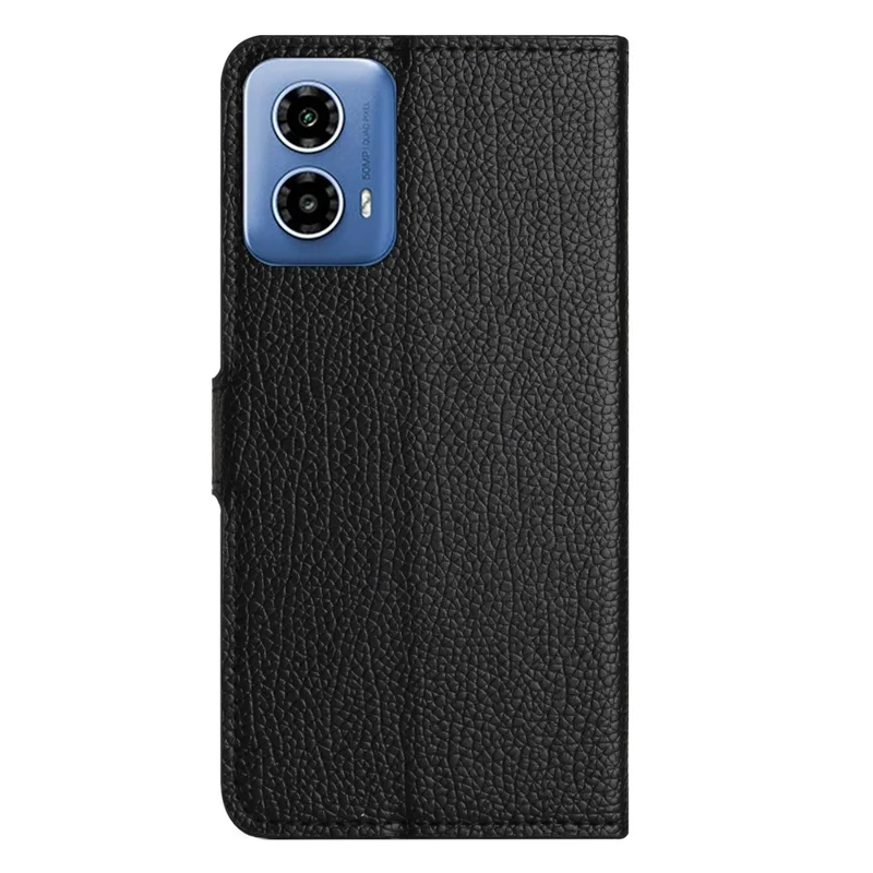 For Motorola Moto G35 5G Case PU Leather Wallet Phone Cover Litchi Texture, Black