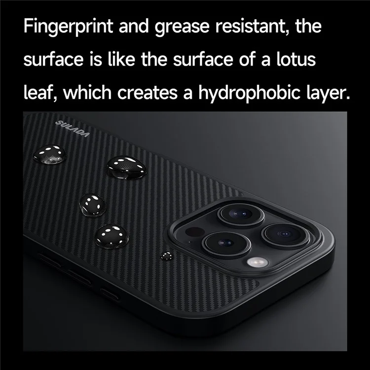 SULADA For iPhone 16 Pro Max Case Compatible with MagSafe Metal Lens Frame PU+TPU Phone Cover - Black