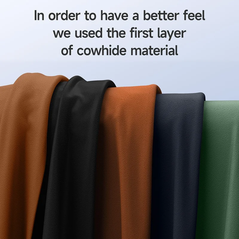 For iPhone 16 Pro Max Case Compatible with MagSafe Genuine Cow Leather+PC Kickstand Phone Cover - Green