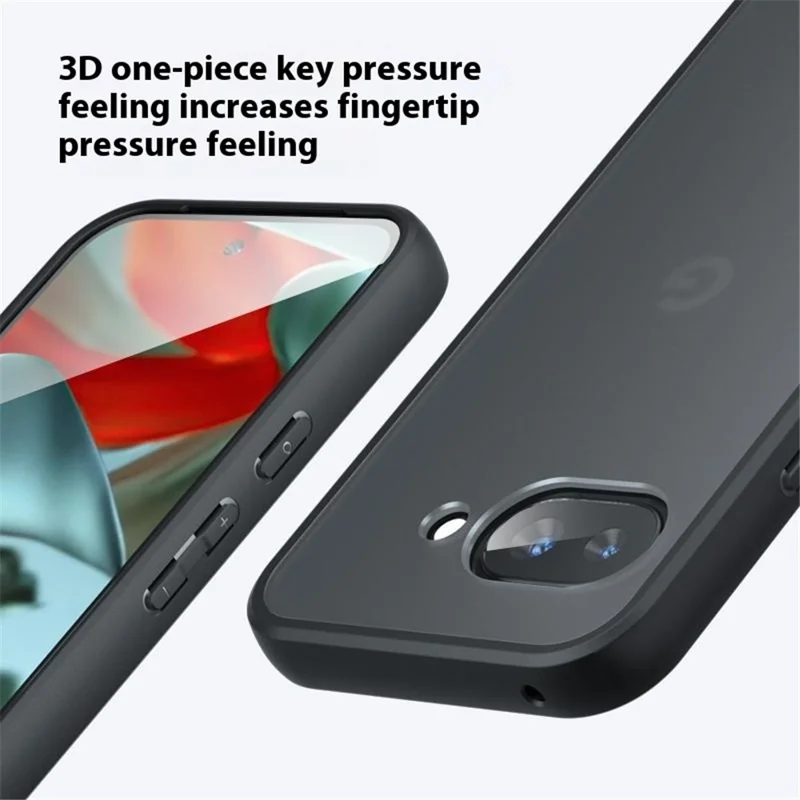 For Google Pixel 9a Case Skin-Touch TPU + PC Matte Phone Back Cover, Transparent Black