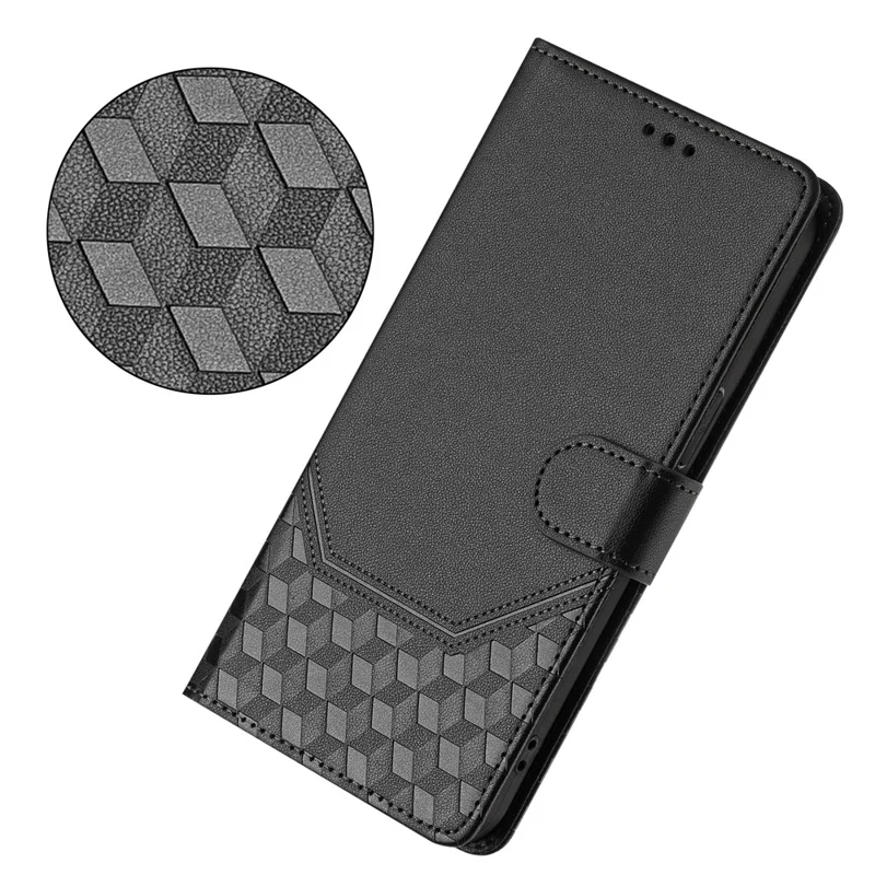 Für Samsung Galaxy A16 5G / A16 4G Hülle Bedruckter Wabenmuster RFID-blockende Lederhülle mit Trageschlaufe - Schwarz