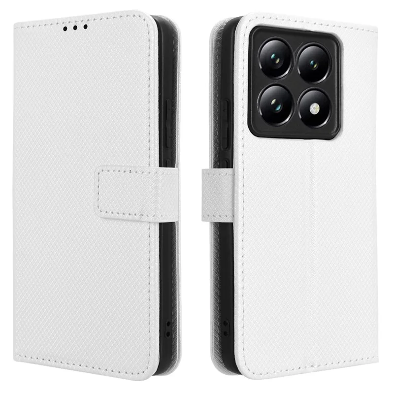 Para Xiaomi 14t Case PU Couro de Couro Textura Texta Tape de Tope - Preto