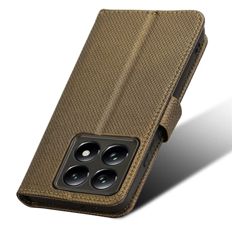 For Xiaomi 14T Pro Case PU Leather Diamond Texture Wallet Phone Cover - Brown