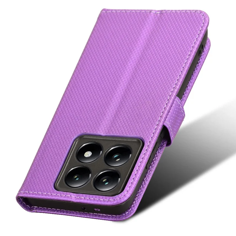 For Xiaomi 14T Pro Case PU Leather Diamond Texture Wallet Phone Cover - Purple
