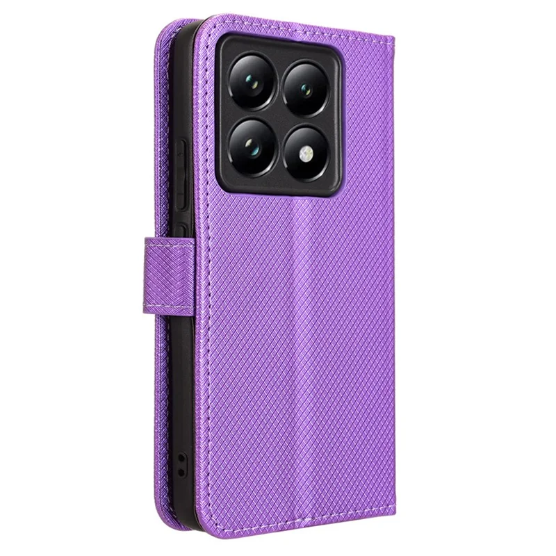 For Xiaomi 14T Pro Case PU Leather Diamond Texture Wallet Phone Cover - Purple