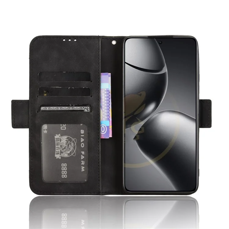 For Xiaomi 14T Leather Case Phone Wallet Cover with Multiple Card Slots - Black