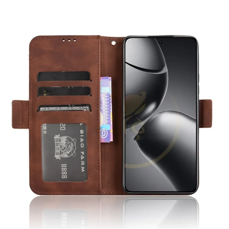 For Xiaomi 14T Pro Leather Case Phone Wallet Cover with Multiple Card Slots - Brown