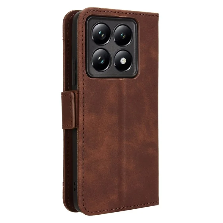 For Xiaomi 14T Pro Leather Case Phone Wallet Cover with Multiple Card Slots - Brown