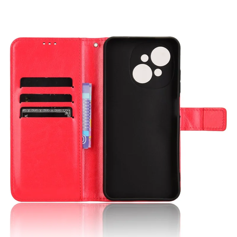 For TECNO Spark Go 2025 / Spark Go 1 / Pop 9 4G Case Crazy Horse Texture PU Leather Phone Wallet Cover - Red