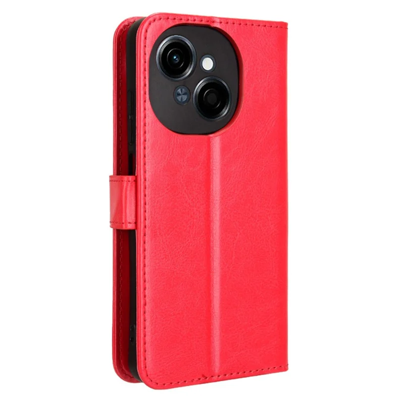 For TECNO Spark Go 2025 / Spark Go 1 / Pop 9 4G Case Crazy Horse Texture PU Leather Phone Wallet Cover - Red