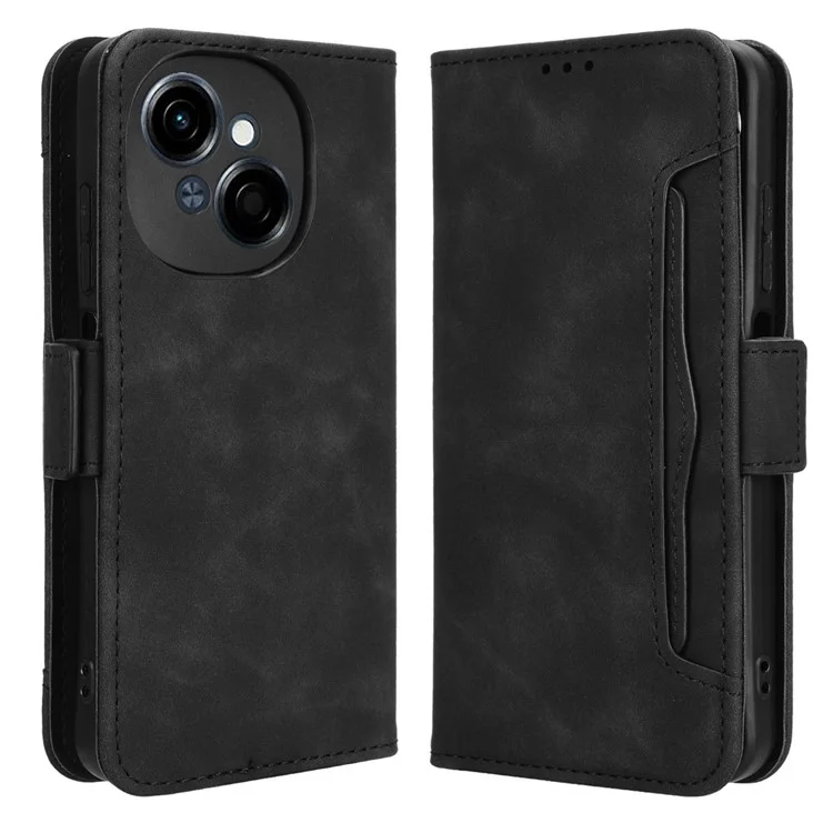 For TECNO Spark Go 2025 / Spark Go 1 / Pop 9 4G Leather Case Phone Wallet Cover with Multiple Card Slots - Black