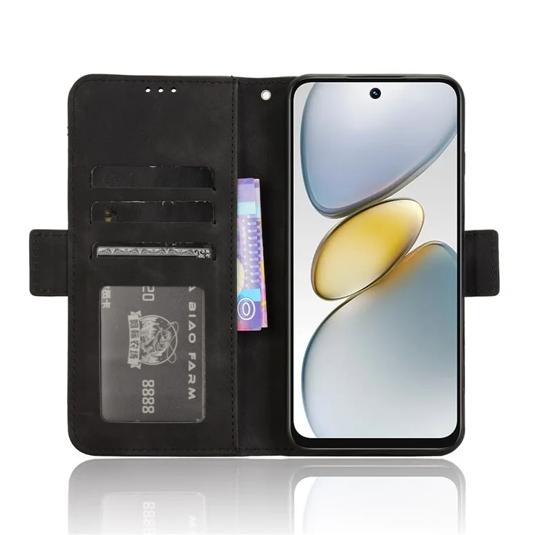 For TECNO Spark Go 2025 / Spark Go 1 / Pop 9 4G Leather Case Phone Wallet Cover with Multiple Card Slots - Black
