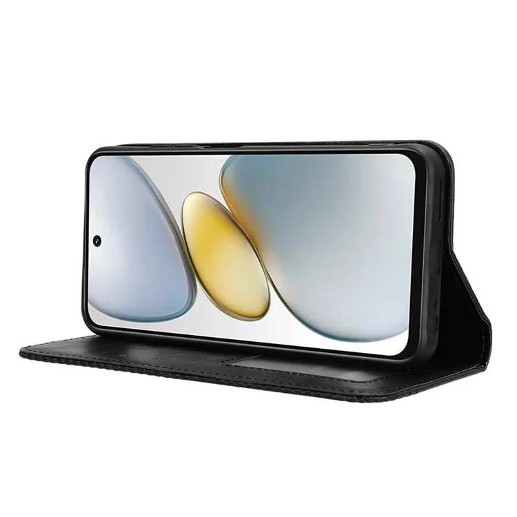 For TECNO Spark Go 2025 / Spark Go 1 / Pop 9 4G Leather Case Wallet Stand Retro Texture Phone Cover - Black